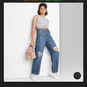 Denim baggy jeans with rips